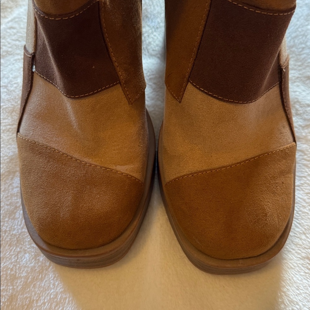 Universal Thread brown & tan patchwork block heel… - image 3